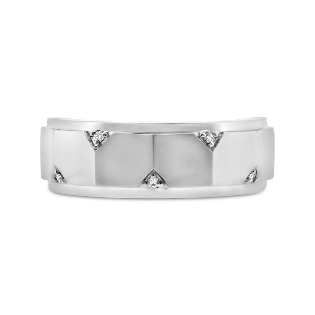 Men's Diamond Wedding Band with Satin Center & High Polish Edges