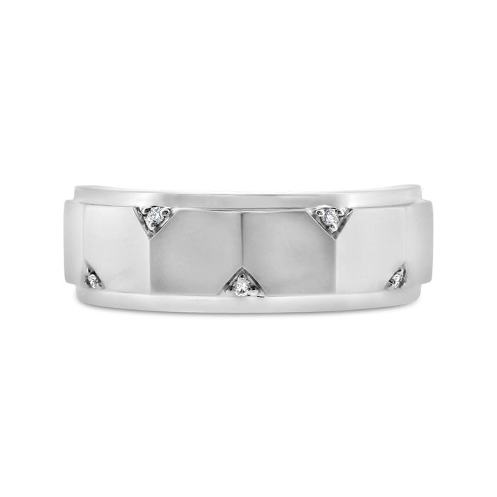 Men's Diamond Wedding Band with Satin Center & High Polish Edges