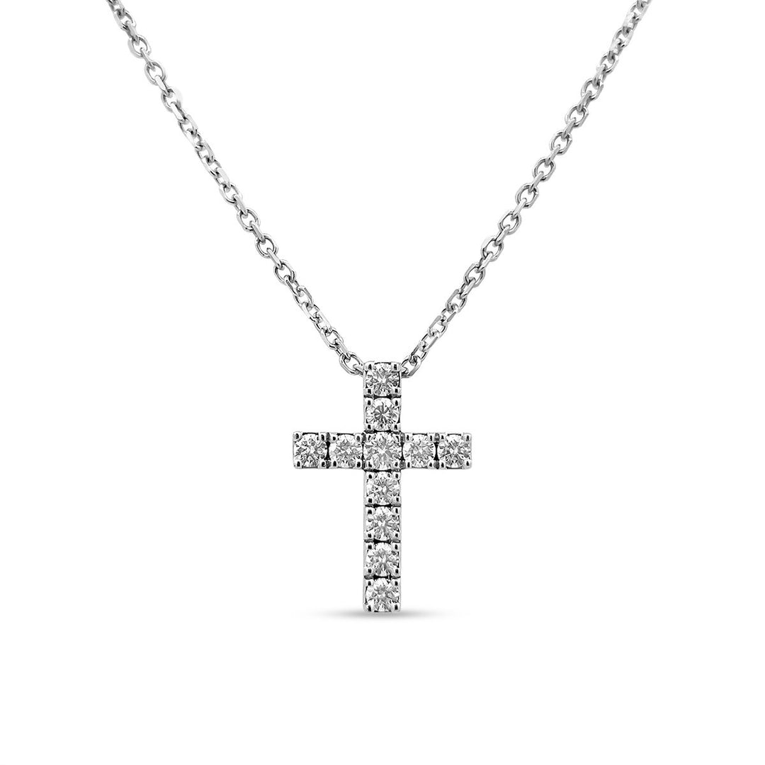 White Gold Diamond Cross Slider Pendant - MP60675 - The Diamond Guys