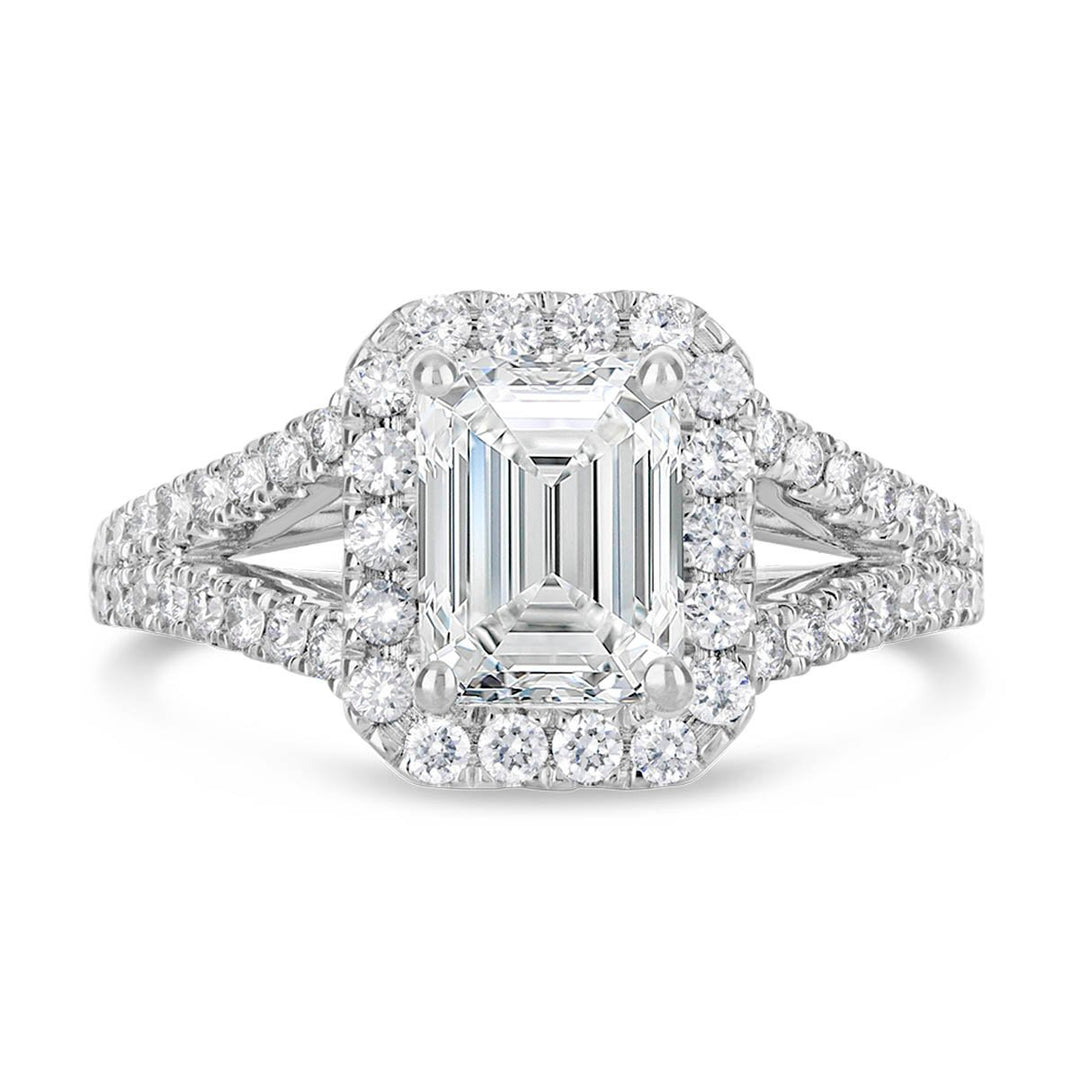 Split Shank Diamond Halo Engagement Ring - The Diamond Guys