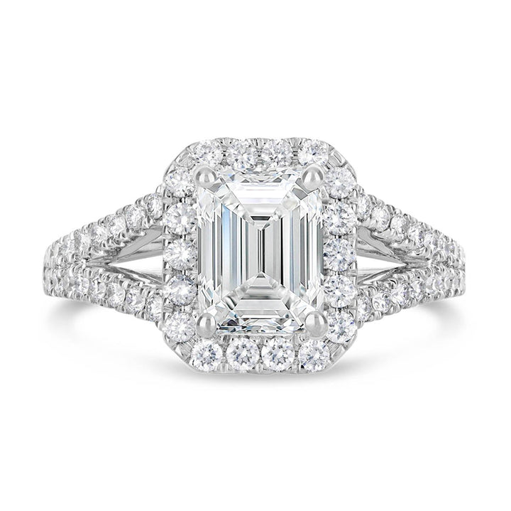 Split Shank Diamond Halo Engagement Ring - The Diamond Guys
