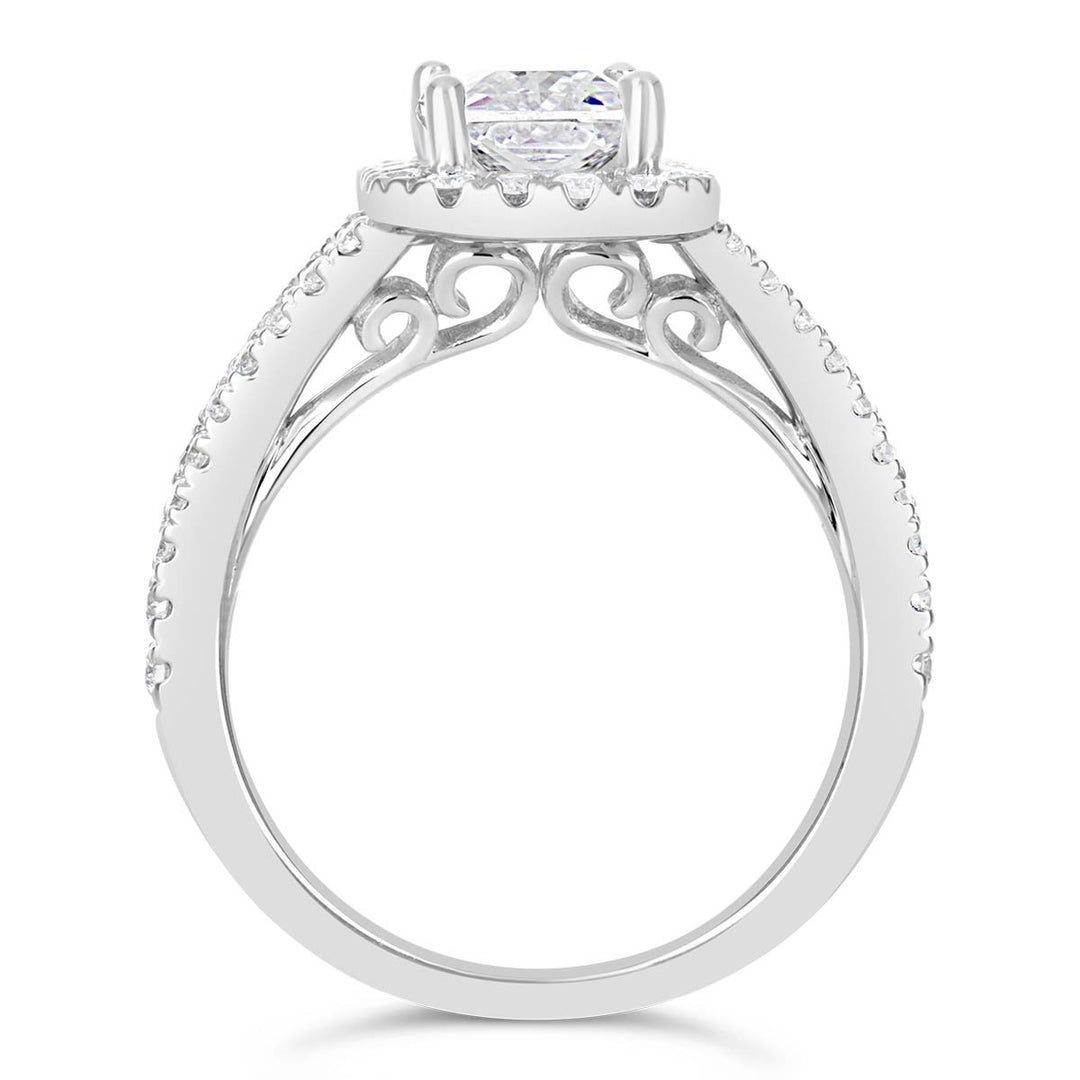 Split Shank Diamond Halo Engagement Ring - The Diamond Guys