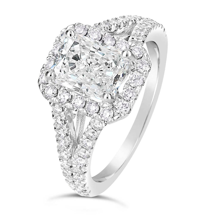 Split Shank Diamond Halo Engagement Ring - The Diamond Guys