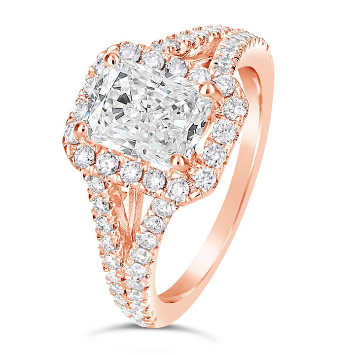 Split Shank Diamond Halo Engagement Ring - The Diamond Guys