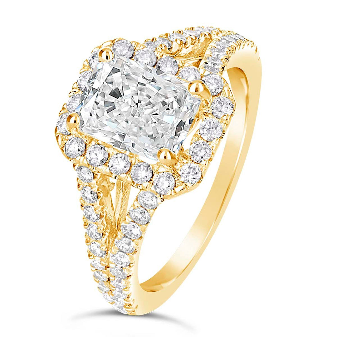 Split Shank Diamond Halo Engagement Ring - The Diamond Guys