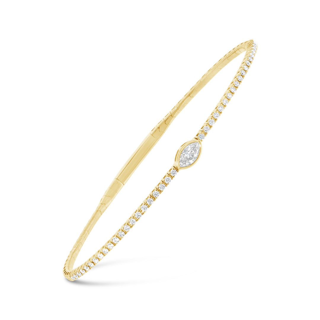 Marquise & Round Diamond Bangle - BG389B