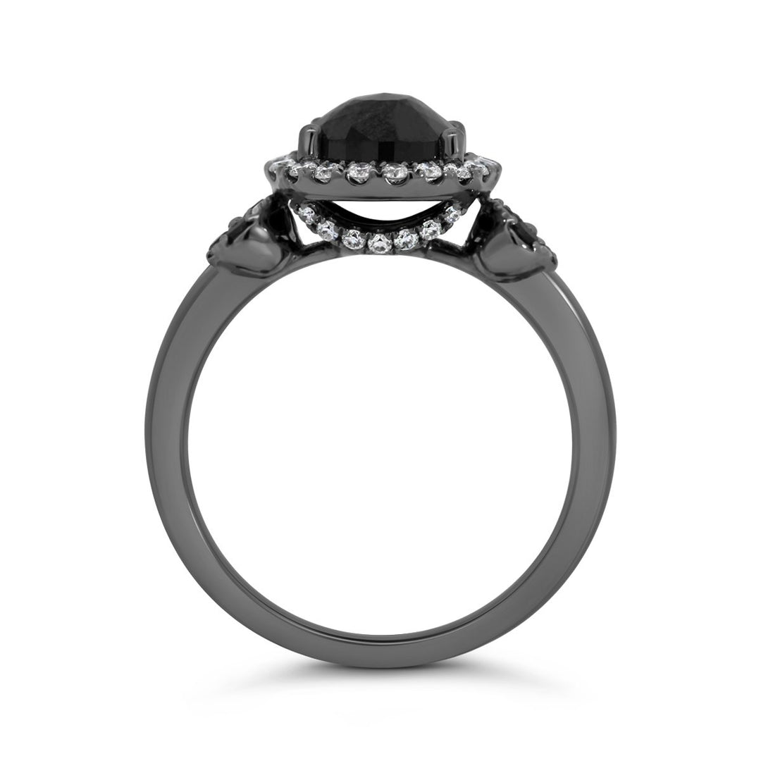 18K White Gold with Black Rhodium Halo Black Diamond Ring - The Diamond Guys