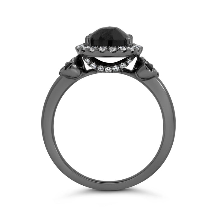 18K White Gold with Black Rhodium Halo Black Diamond Ring - The Diamond Guys