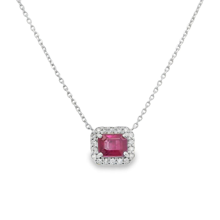 White Gold Ruby and Diamond Necklace - HKN00550B