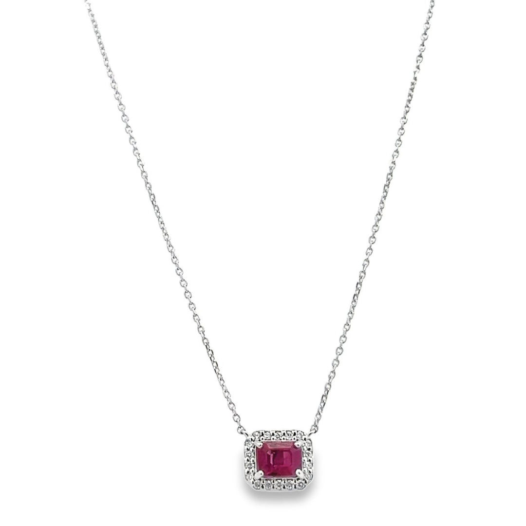 White Gold Ruby and Diamond Necklace - HKN00550B