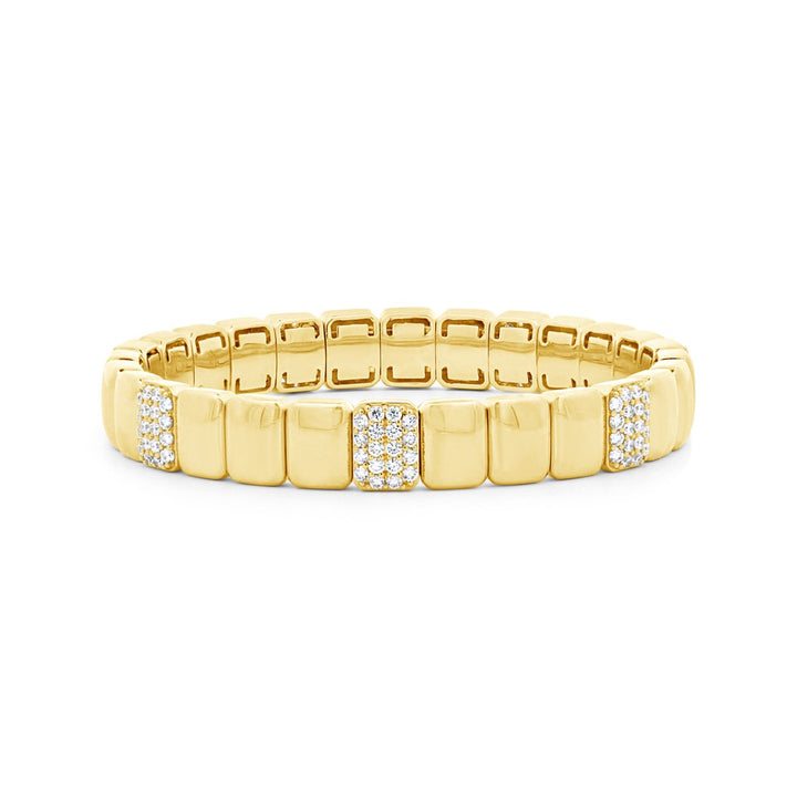 18K Yellow Gold Stretch Diamond Bangle - The Diamond Guys
