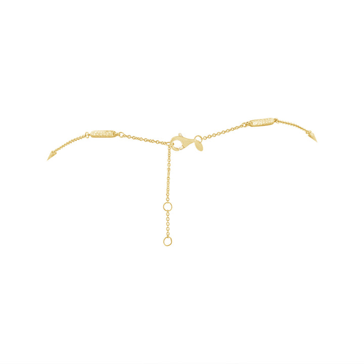 Hammered Finish Station Necklace w/ Pave Diamond Detail