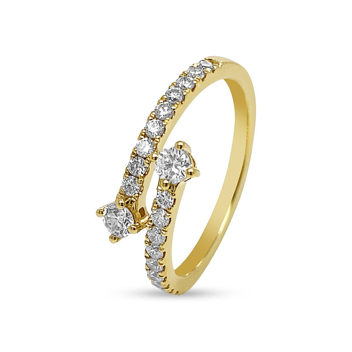 Yellow Gold Modern Style Diamond Ring - DRH0191