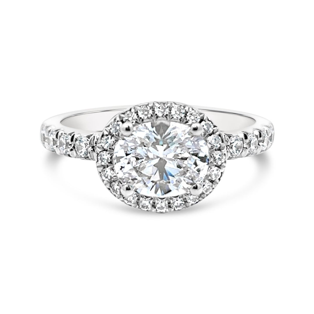 East To West Set Oval Diamond Engagement Ring - The Diamond Guys