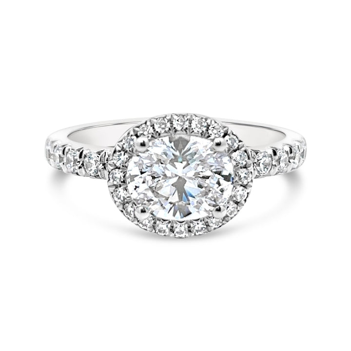 East To West Set Oval Diamond Engagement Ring - The Diamond Guys