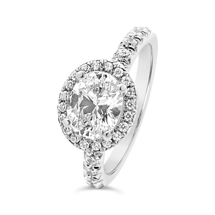 East To West Set Oval Diamond Engagement Ring - The Diamond Guys