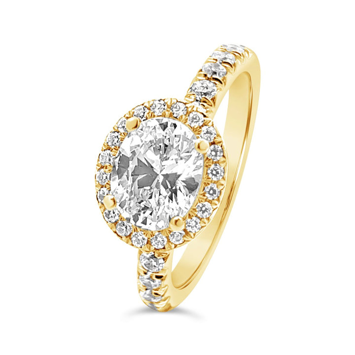East To West Set Oval Diamond Engagement Ring - The Diamond Guys
