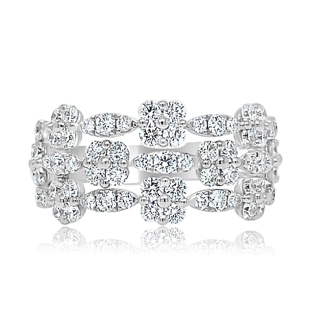White Gold Three Row Half Way Diamond Band - GR1727 - The Diamond Guys