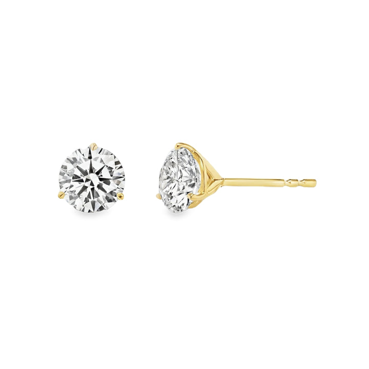 14K Gold Three Prong Martini Lab Grown Diamond Stud Earrings - 0.33 ct. - 1.00 ct. total weight