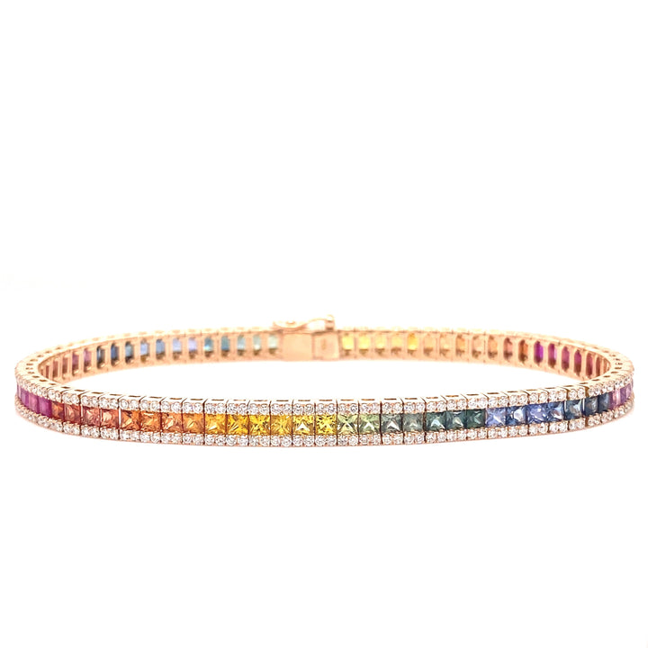 Diamond & Sapphire Rainbow Bracelet - BN078APM1 - The Diamond Guys