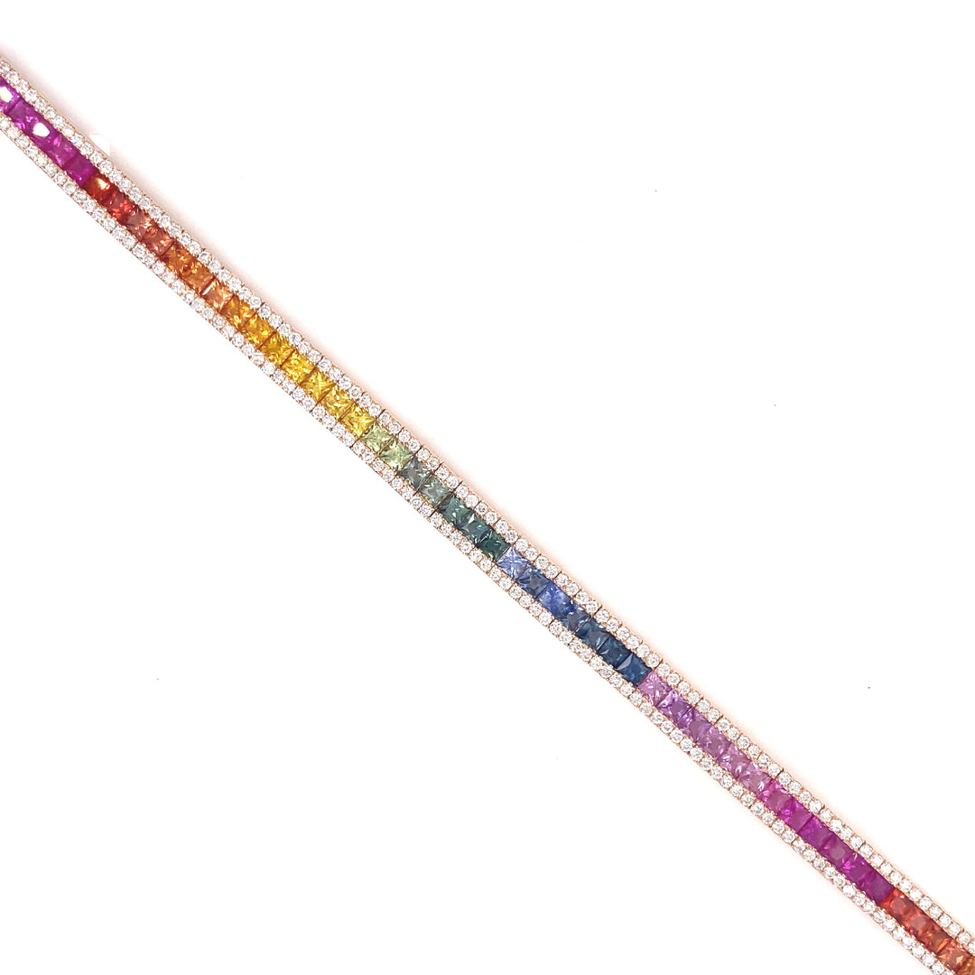 Diamond & Sapphire Rainbow Bracelet - BN078APM1 - The Diamond Guys