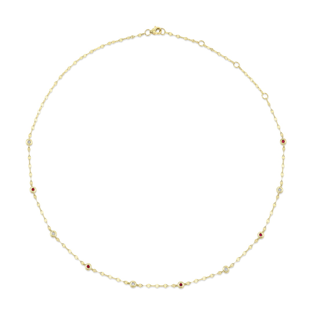 Alternating Ruby & Diamonds By The Yard Sparkle Chain Necklace