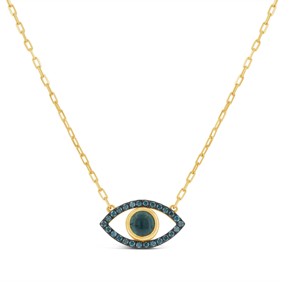 Blue Tourmaline & Blue Diamond Eye Necklace