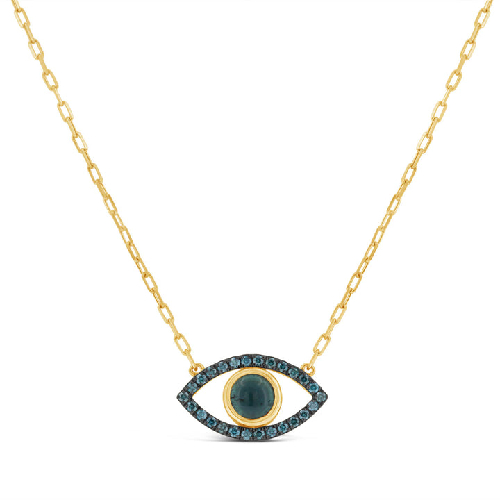 Blue Tourmaline & Blue Diamond Eye Necklace