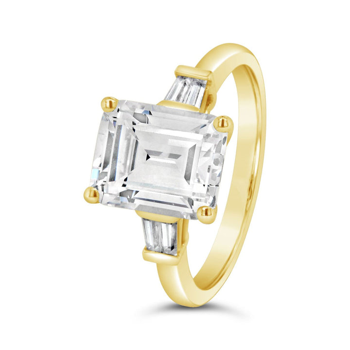 Emerald Cut Three Stone Diamond Engagement Ring - The Diamond Guys