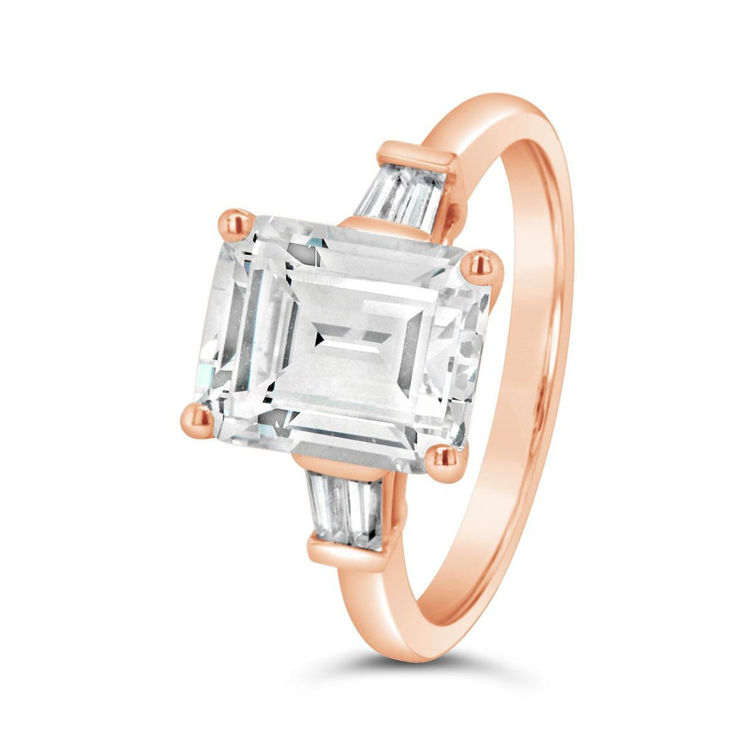 Emerald Cut Three Stone Diamond Engagement Ring - The Diamond Guys