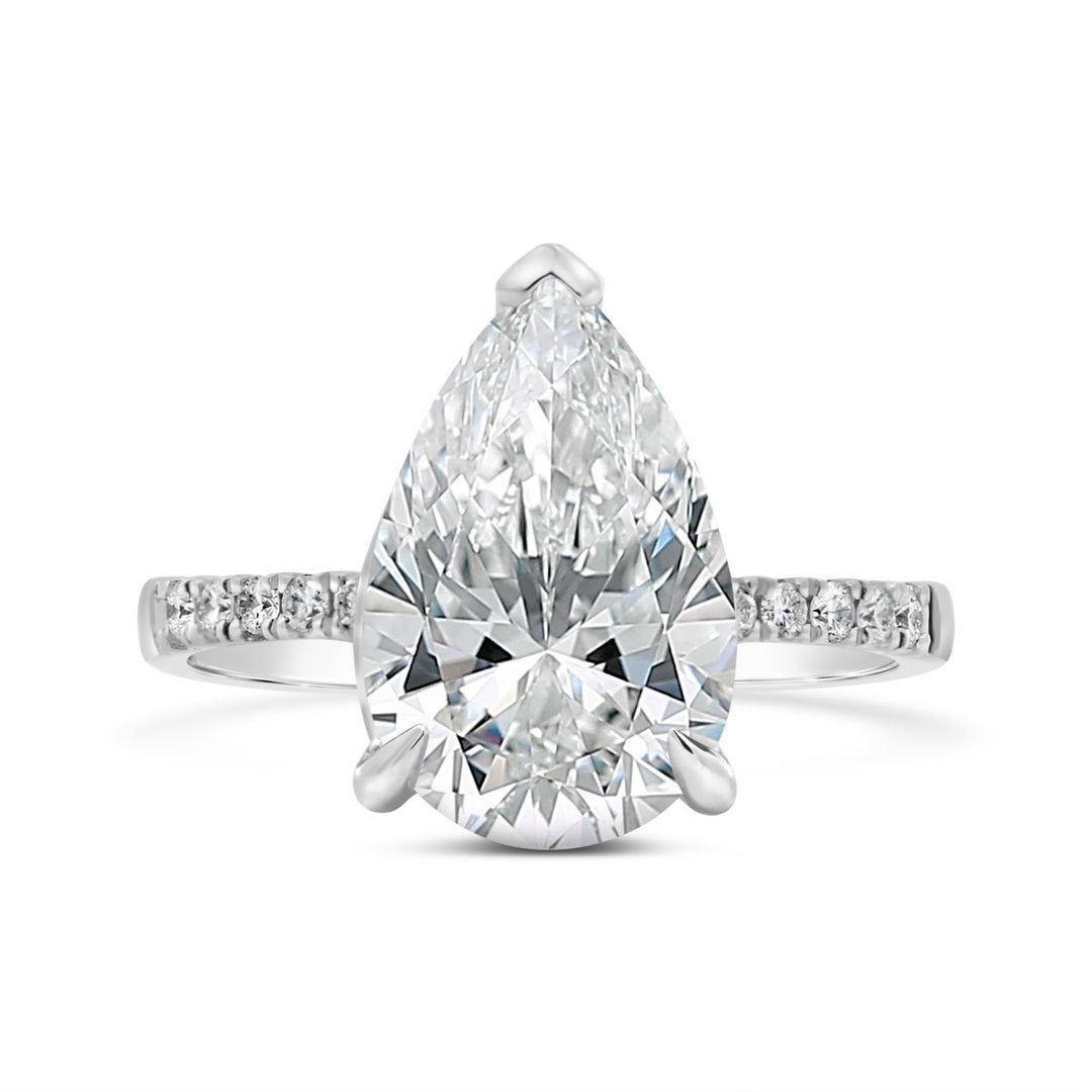 Pave Diamond Engagement Ring set with Lab Grown Pear Diamond - GSR25377-PS