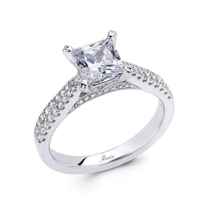 Vintage Inspired Pave Diamond Engagement Ring - ACB036
