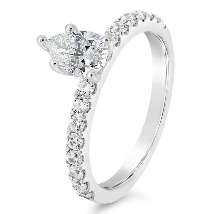 Classic Pear Shape Diamond Engagement Ring - The Diamond Guys