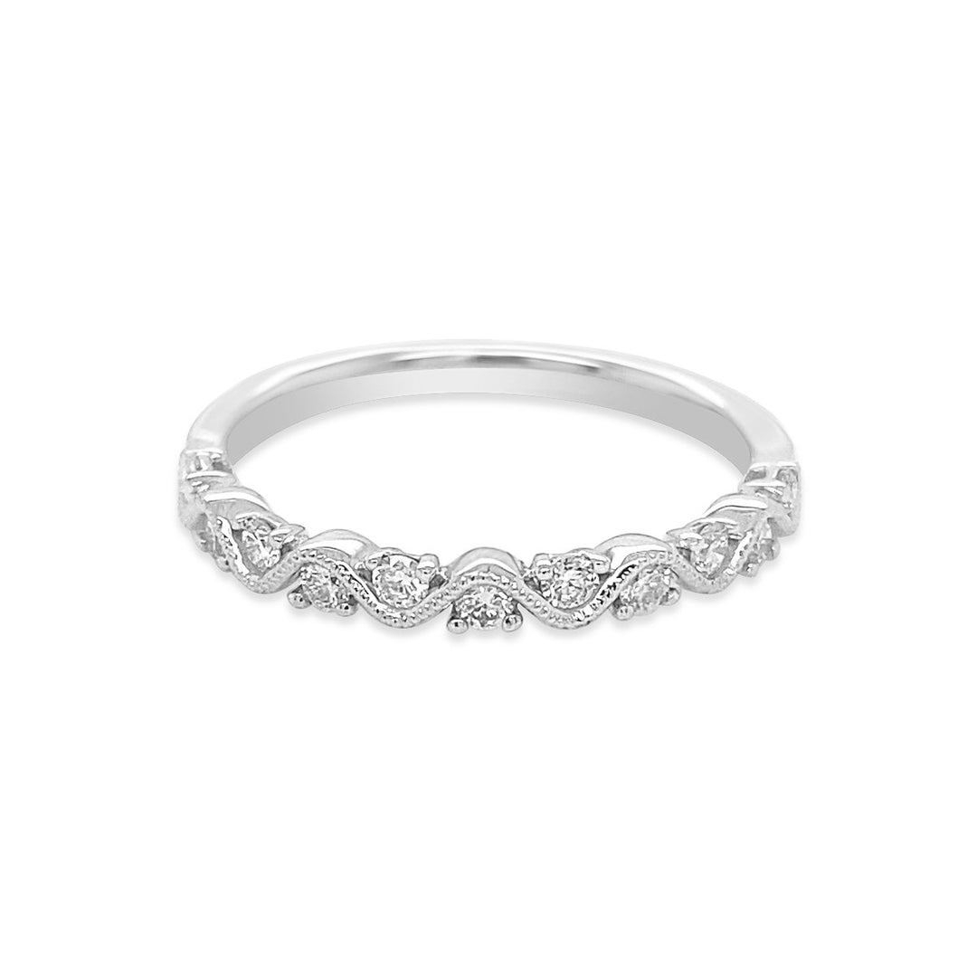 Diamond Wave Band with Milgrain Finish - GSR10582-B - The Diamond Guys