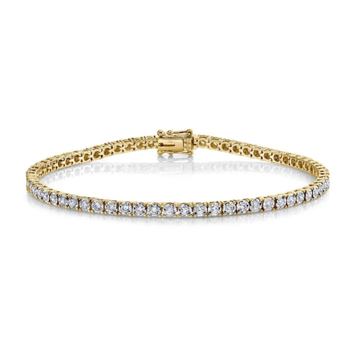 14K Yellow Gold Shy Creation  Diamond Tennis Bracelet,  67 RD 1.00CTW G/H SI - The Diamond Guys