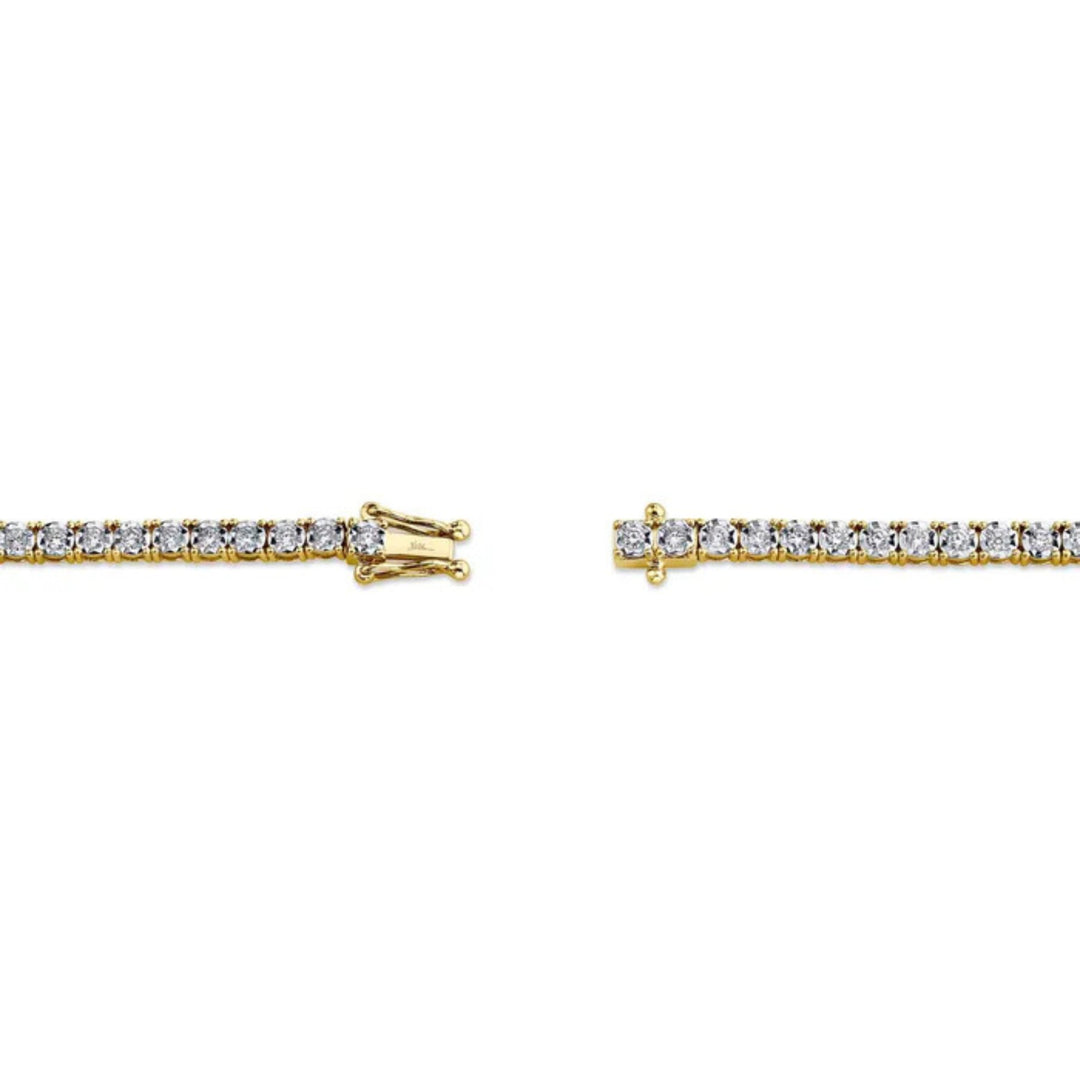 14K Yellow Gold Shy Creation  Diamond Tennis Bracelet,  67 RD 1.00CTW G/H SI - The Diamond Guys