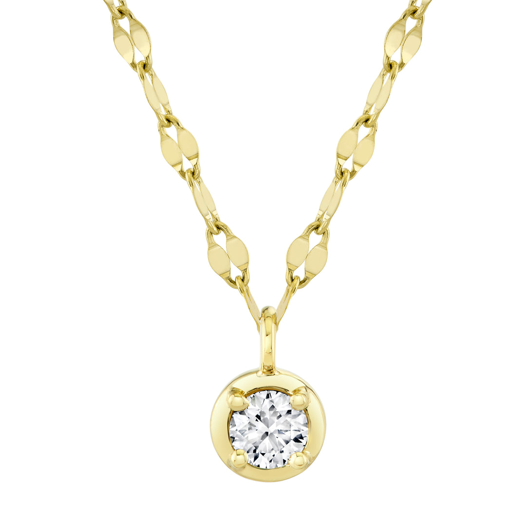 Solitaire Bezel Set Diamond Sparkle Chain Necklace