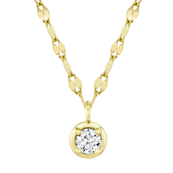 Solitaire Bezel Set Diamond Sparkle Chain Necklace