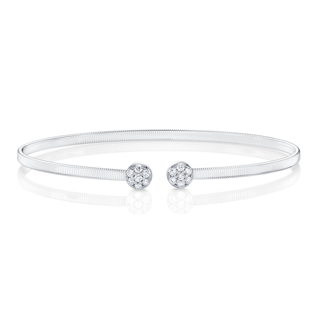 Shy Creation Diamond Pave Circle Open Flexy Bracelet