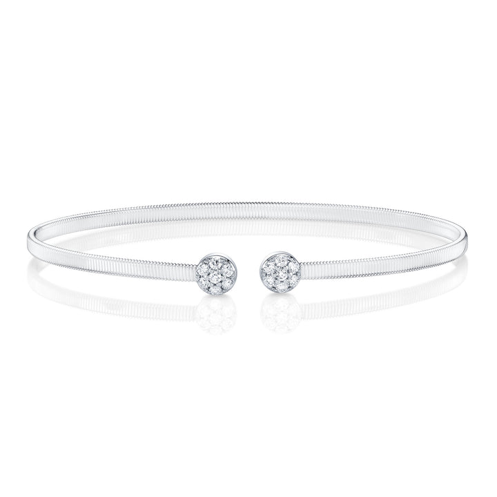 Shy Creation Diamond Pave Circle Open Flexy Bracelet