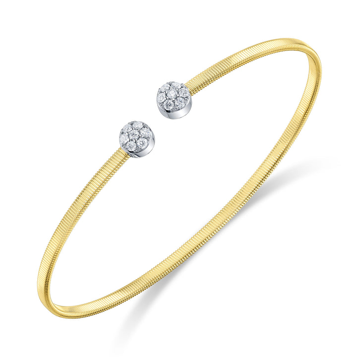 Shy Creation Diamond Pave Circle Open Flexy Bracelet