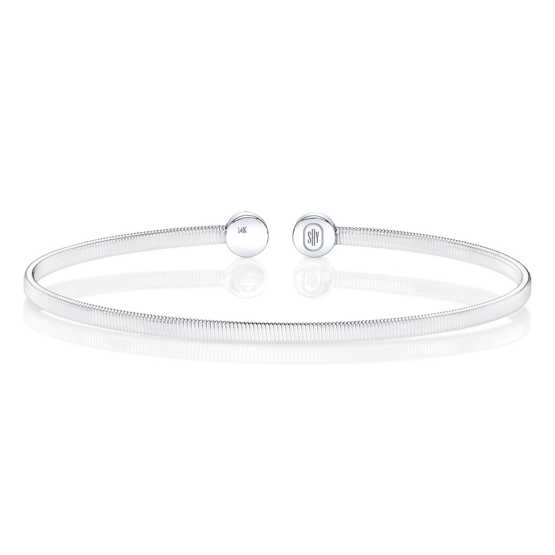 Shy Creation Diamond Pave Circle Open Flexy Bracelet