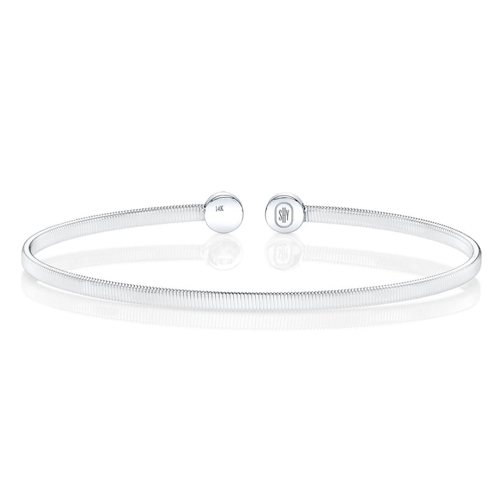 Shy Creation Diamond Pave Circle Open Flexy Bracelet