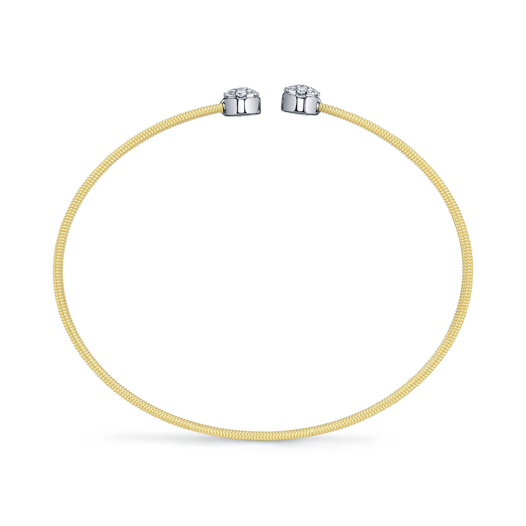 Shy Creation Diamond Pave Circle Open Flexy Bracelet