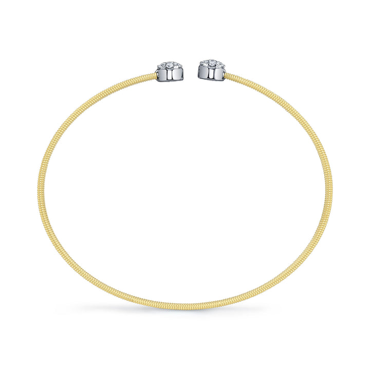Shy Creation Diamond Pave Circle Open Flexy Bracelet
