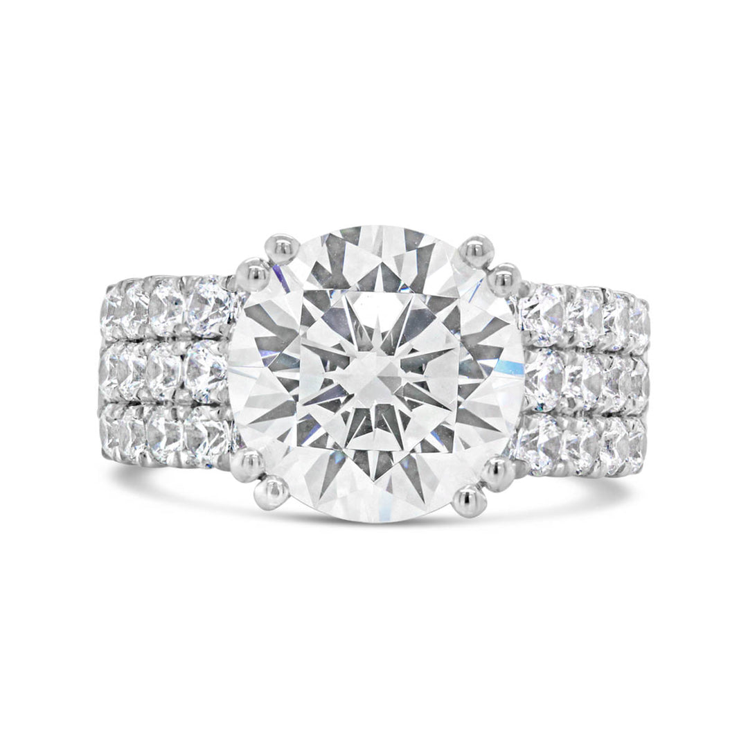 Double Prong Wide Band Diamond Engagement Ring - YJC3674R