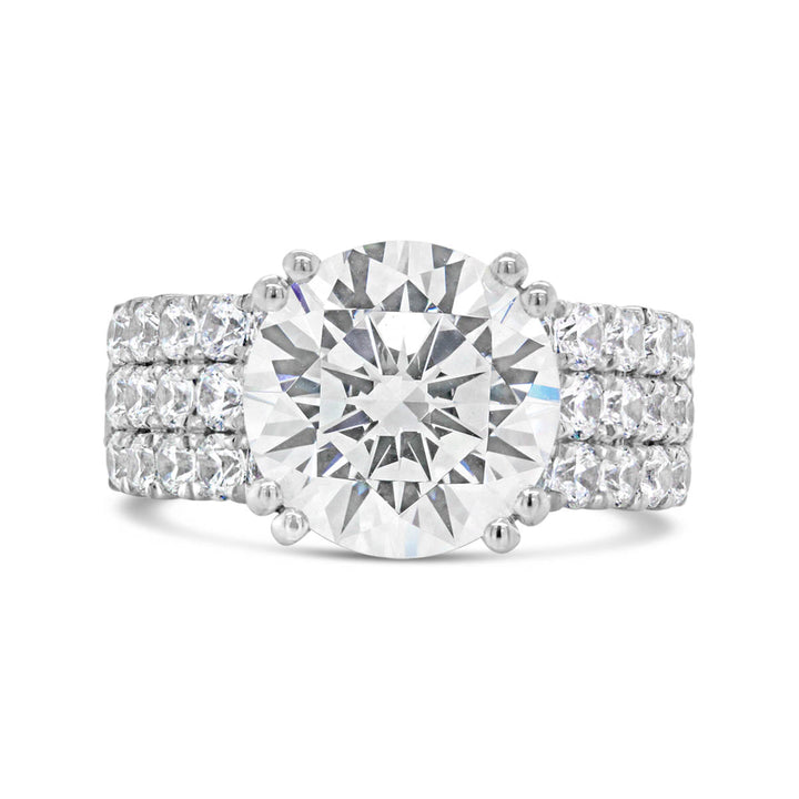 Double Prong Wide Band Diamond Engagement Ring - YJC3674R
