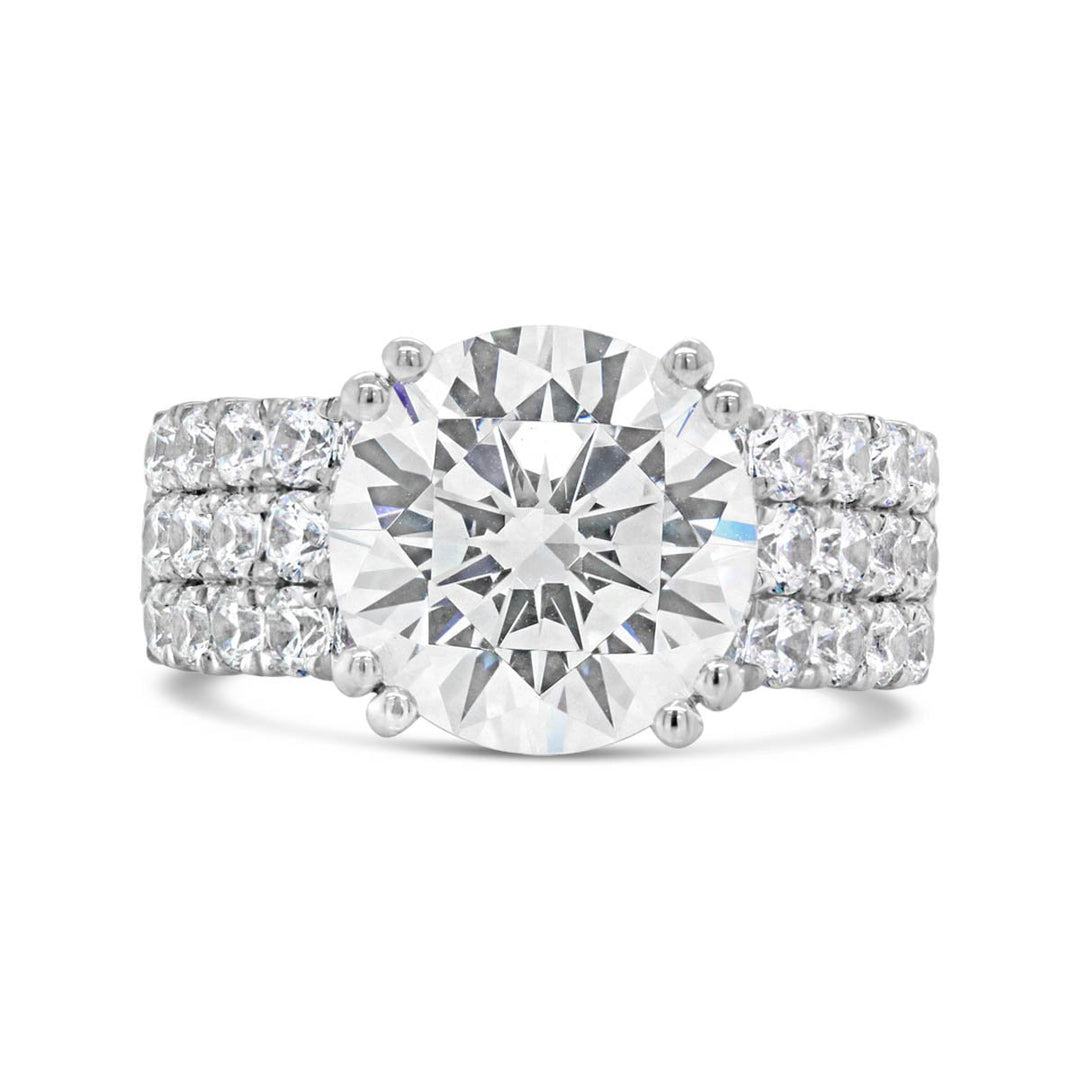 Double Prong Wide Band Diamond Engagement Ring - YJC3674R
