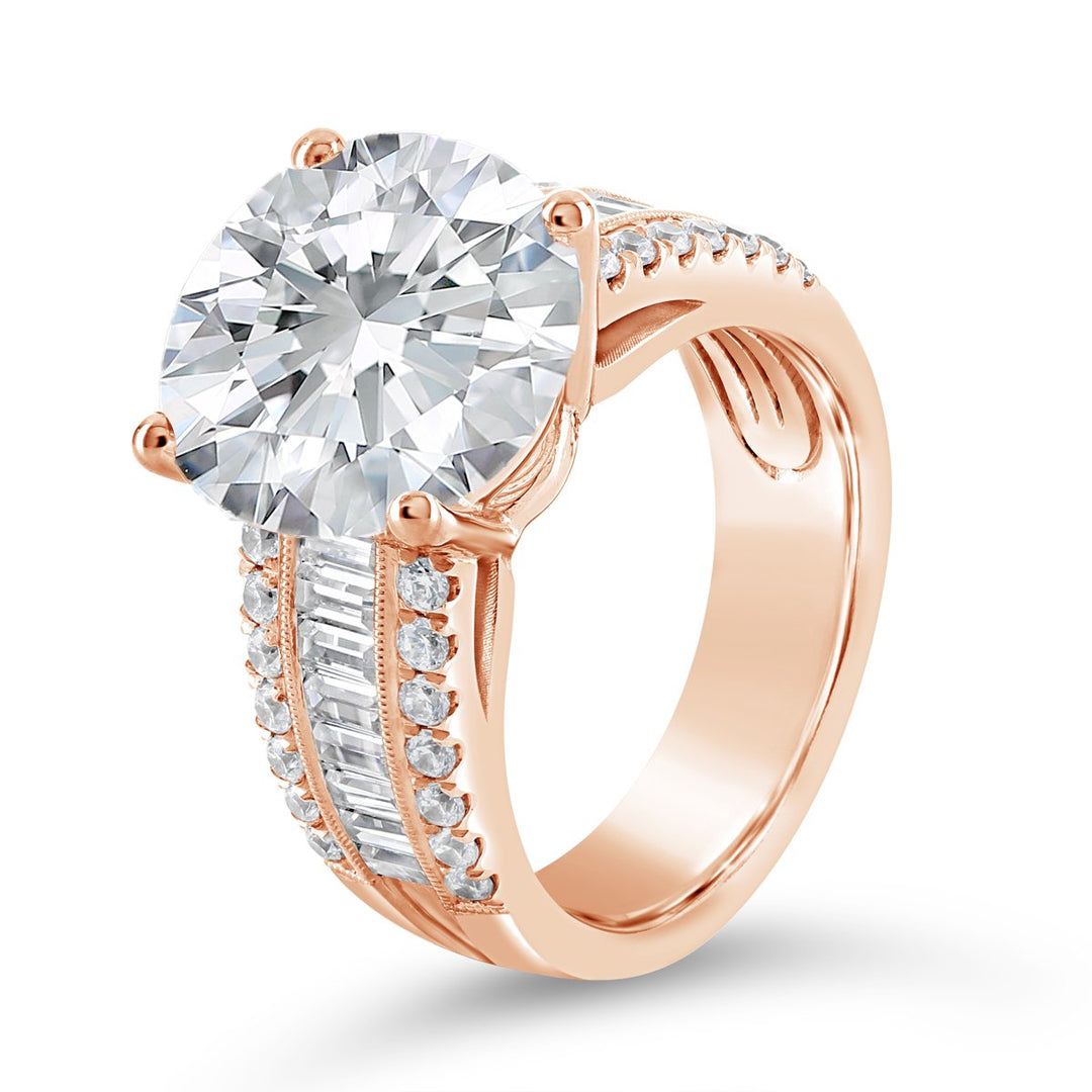 Wide Band Diamond Engagement Ring-