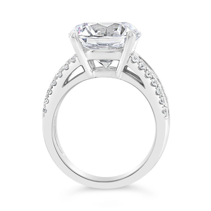 Wide Band Diamond Engagement Ring-